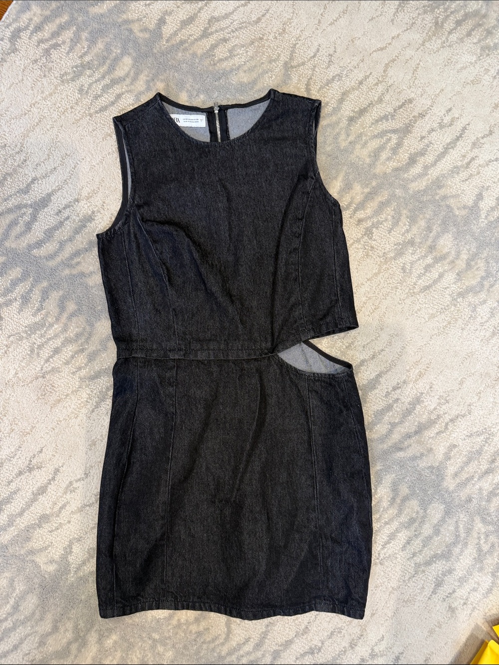 Zara Black Sleeveless Cutout Denim Mini Dress